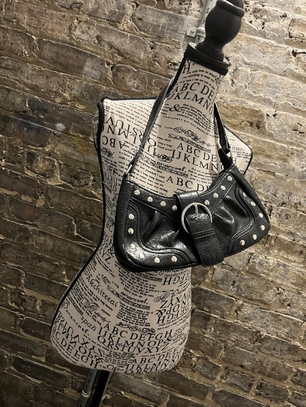 Black Punk Vegan Leather Silver Studded Handbag NWOT